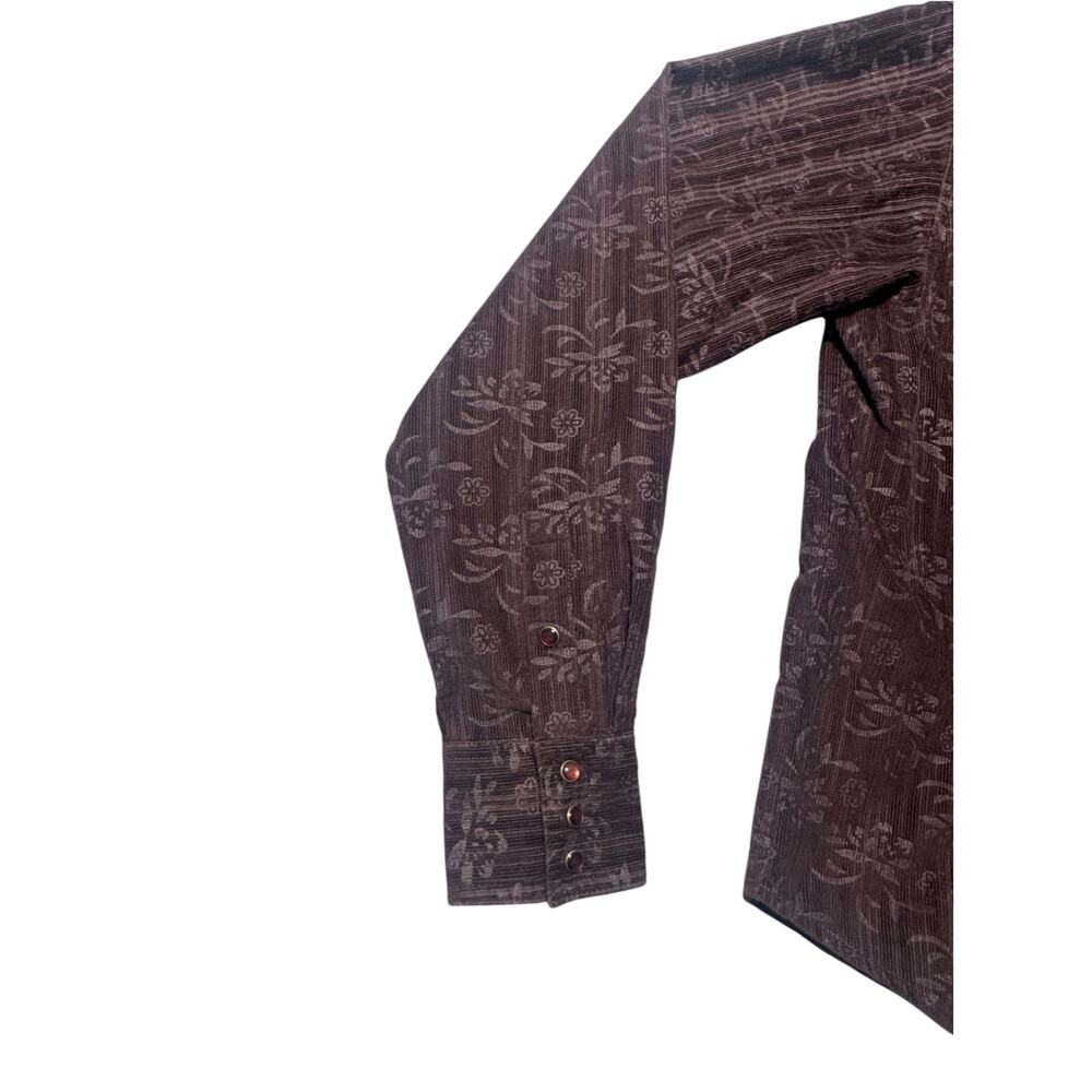 20X Western Shirt Womens L Brown Corduroy Floral Pearl Snap Front Long Sleeve - Picture 8 of 16